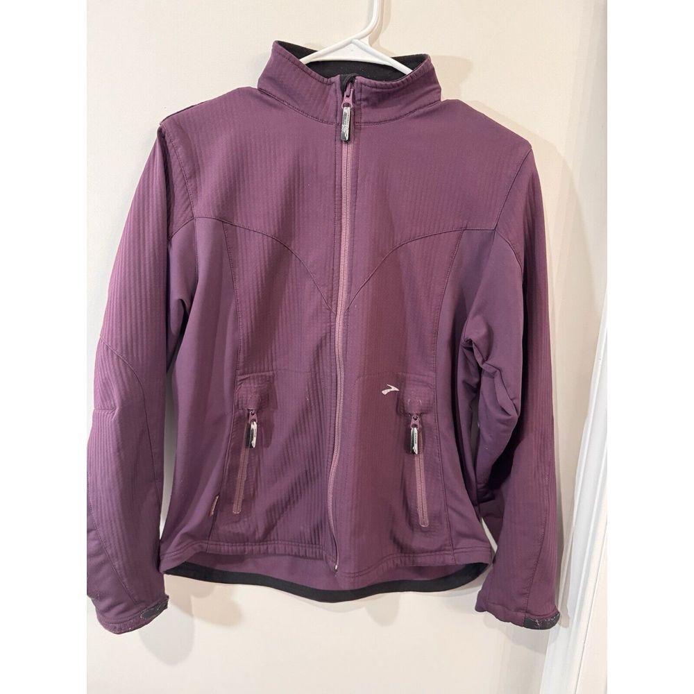 brooks womens full zip jacket‎ size medium maroon Polyester